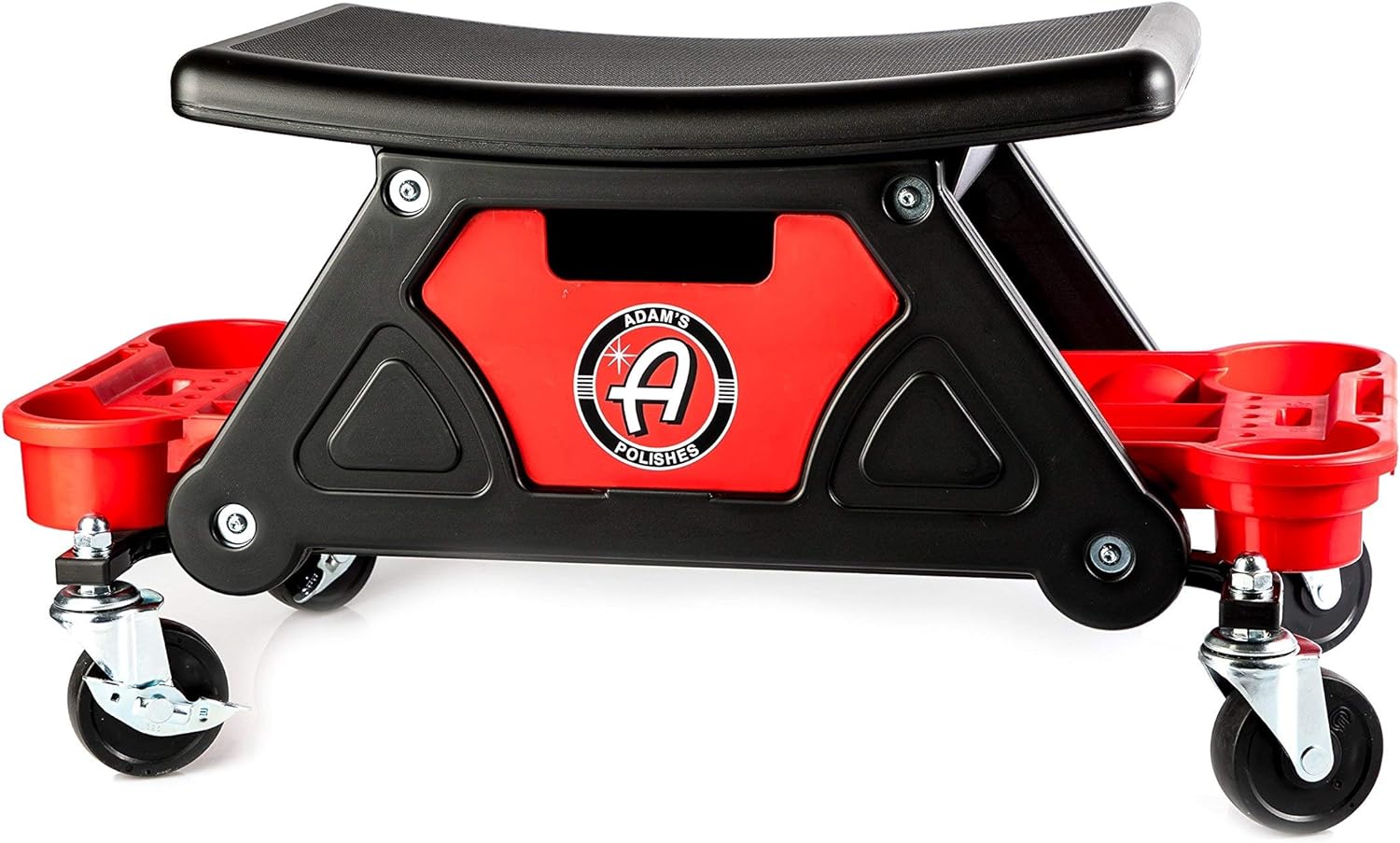 Adam's Polishes Detailing Seat, Mobile Rolling Utility Creeper Seat or Chair for Mechanics & Detailers, Organizer,Extra Storage Trays for Tools During Garage DIY Home Car Wash Wax Polishing Projects