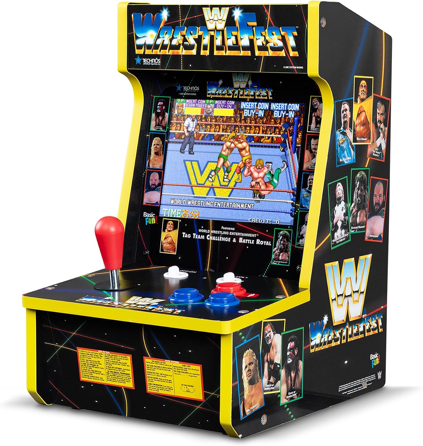 Arcade Classics - WWE Counter Series Game Machine, 4 Games, 8" Liquid Crystal Screen - Mini Cabinet, Portable Gaming, Retro, Countertop Console, Basement Decoration, Man Cave