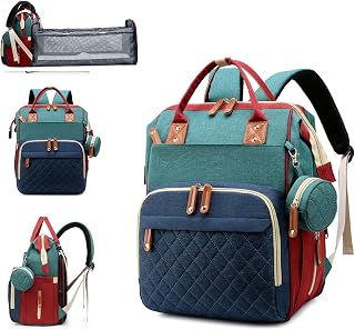 Baby Diaper Bag Backpack with Changing Station, Waterproof Baby Bags for Boys Girls, USB Charging Port, Baby Shower Gifts, RGB