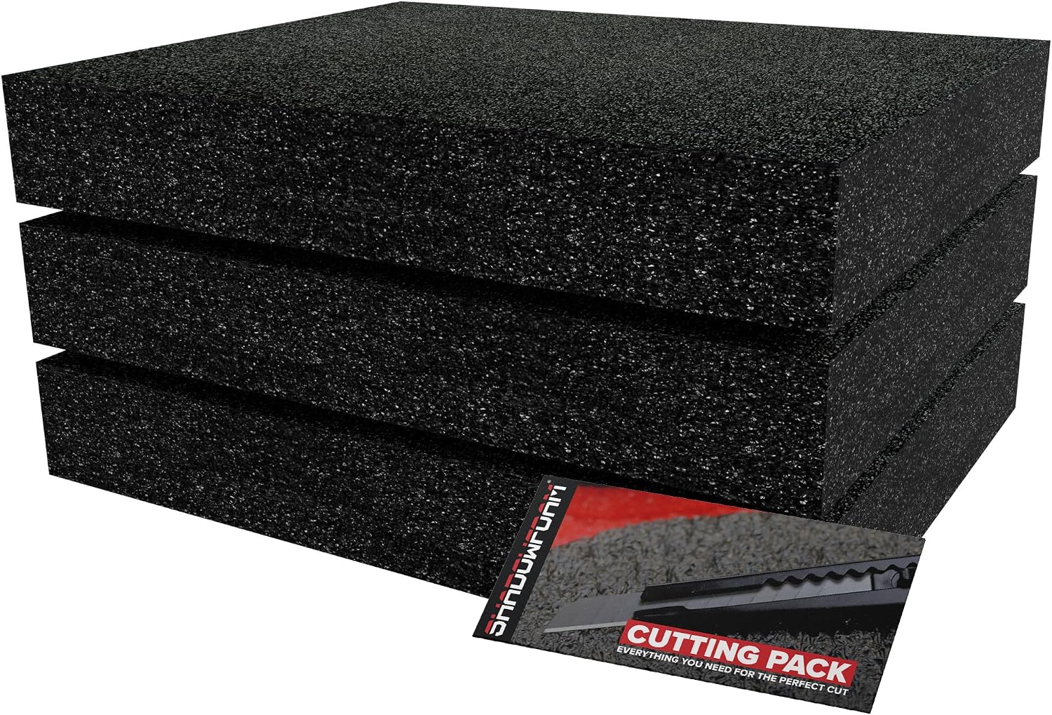Shadow Foam Small Pack 3pcs – Foam Inserts Kit for Tool Box Organisation – 40 x 32cm DIY Cut & Peel Foam Sheets for Tool Boxes & Tool Storage Systems – Black (70mm Depth)