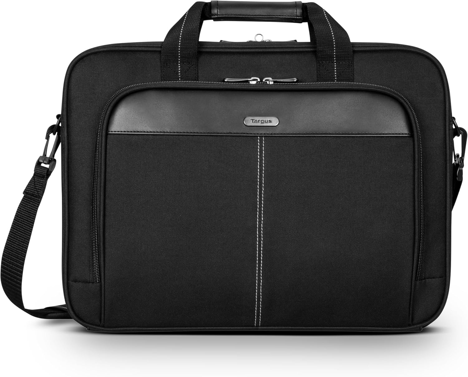 Targus 15-16 Inch Slim Lightweight Laptop Briefcase, Black - Messenger and Shoulder Bag with Padded Compartment and Trolley Strap for 16" Laptops (TCT027US)