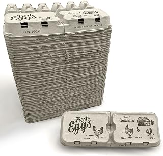 Half Dozen Empty Egg Cartons- Bulk 50 Full Dozen Can Split to 100 Half Dozen Size- Securely Holds 6 or 12 Extra Large Eggs