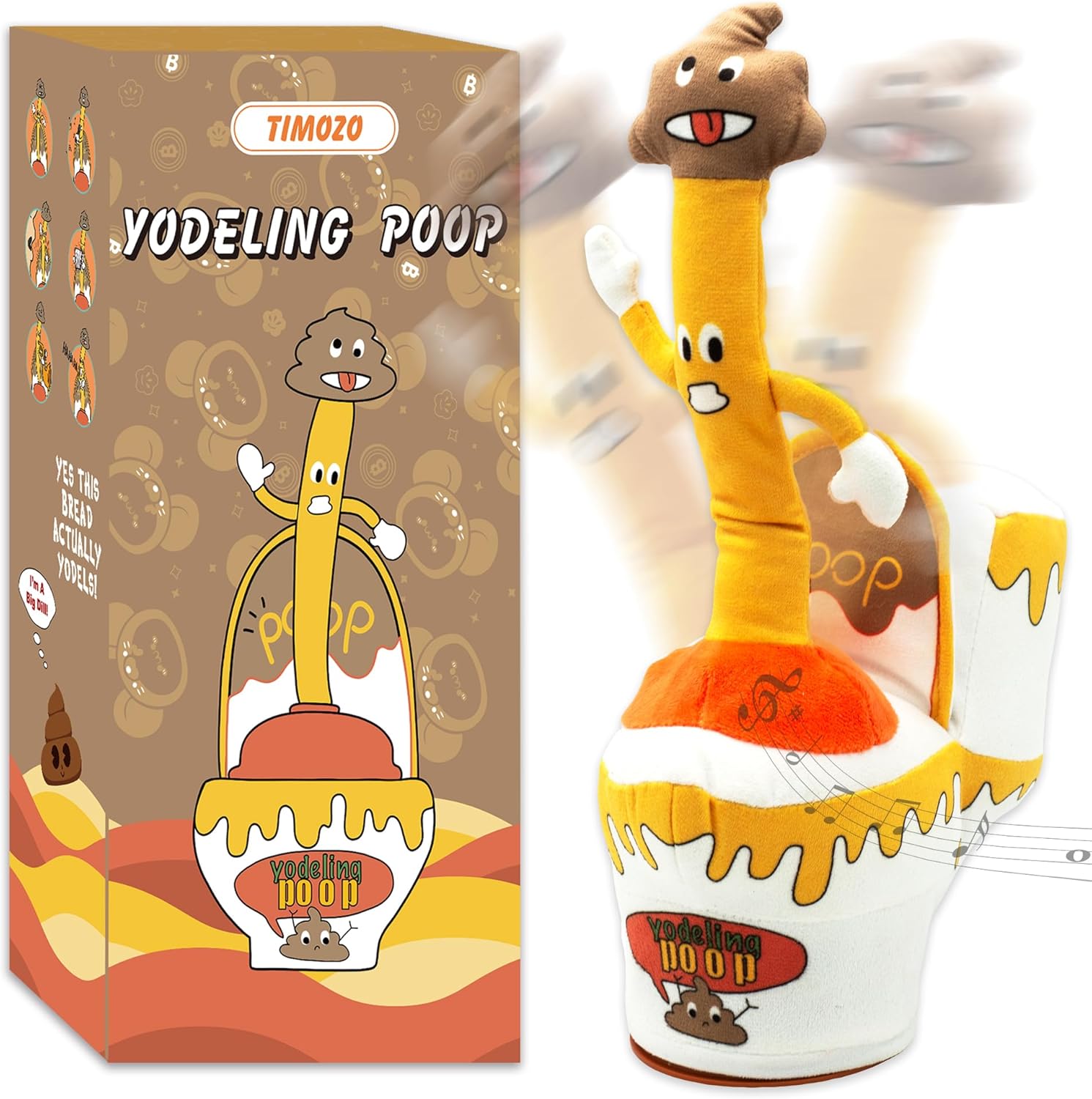Dancing Toilet Plunger, Talking Singing Yodeling Pickle Plunger Toy Repeats What You Say Plush Toys - Rechargeable Twisted Mimicking Toy Sing Dance, Funny Prank Joke Novelty Gag Gift for Adults & Kids