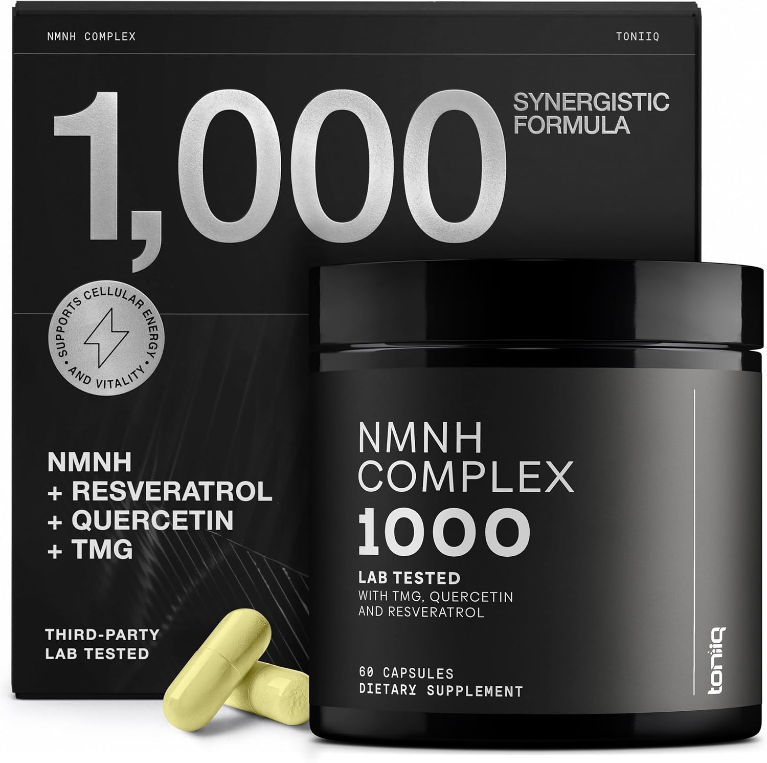NMNH Supplement – Ultra High Potency 1,000mg Complex with Clinically Studied Uthpeak™ NMNH, Resveratrol, Quercetin & TMG – Highly Purified – Third-Party Lab Tested – 60 Capsules