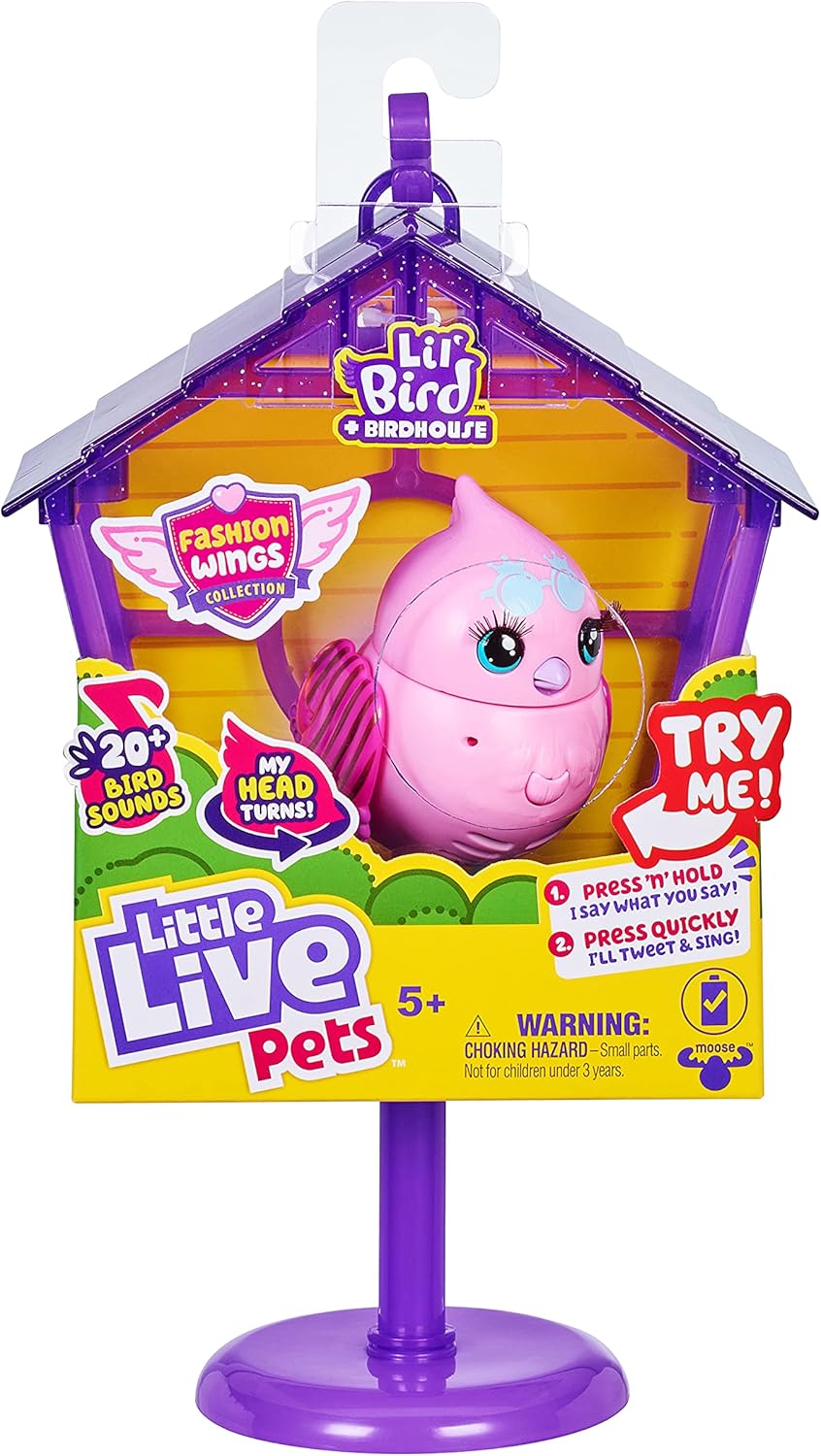 Little Live Pets - Lil' Bird & Bird House: Princess Polly | Linkable Bird Houses, New Moving Bird Heads with 20 + Sounds, and Reacts to Touch