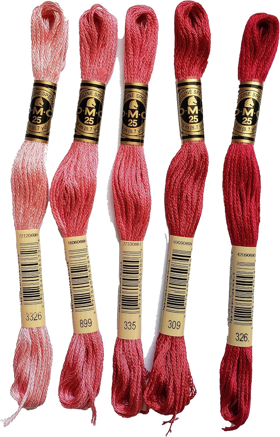 DMC 6-Strand Embroidery Cotton Bundle - Rose Color Family -5 Skeins of Thread - 8.7yd Skeins