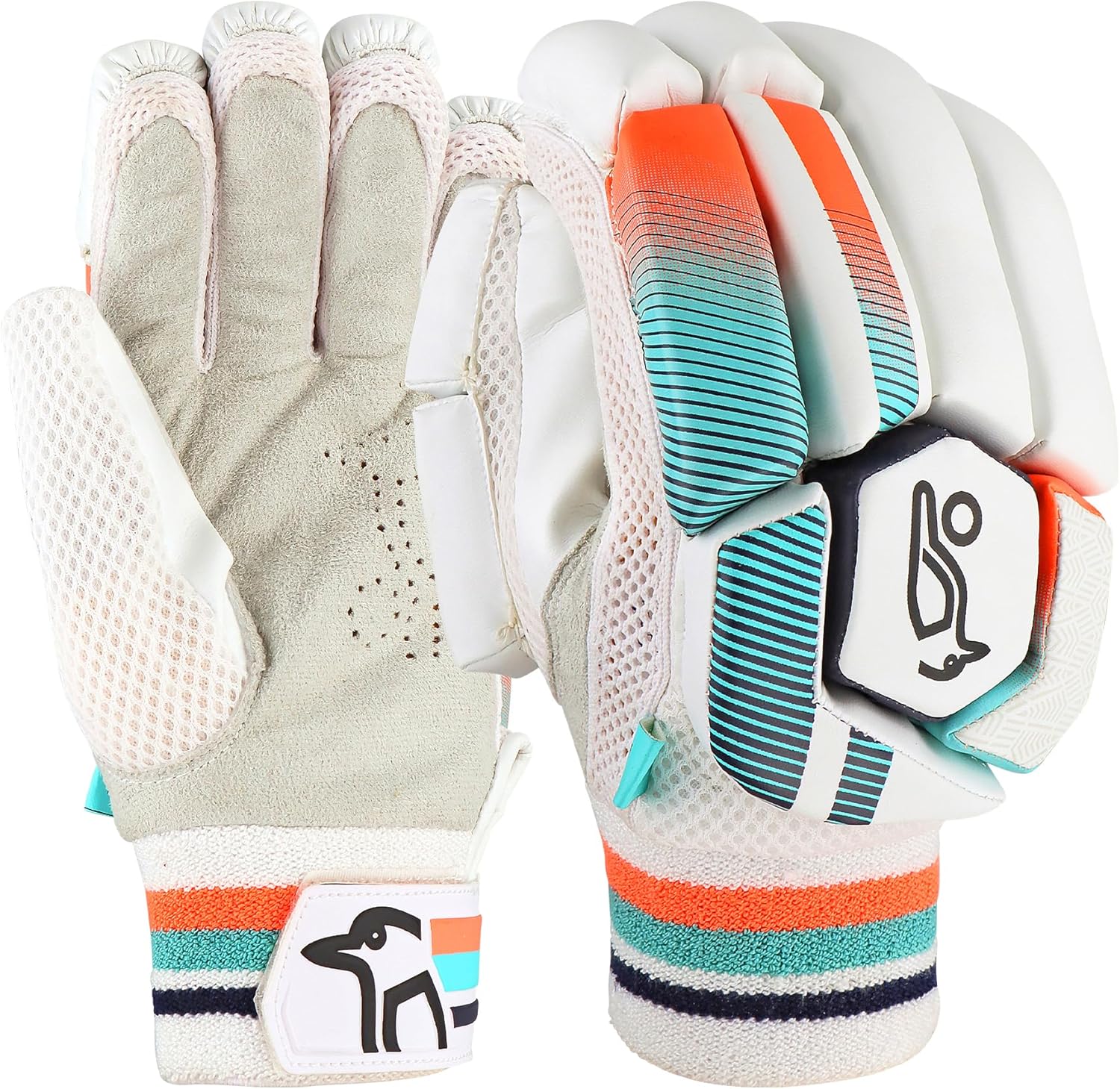 Kookaburra Aura 5.1 Batting Gloves Size Adult Right Hand, Coral/Blue