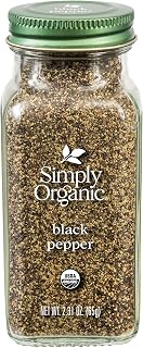 Simply Organic Ground Black Pepper, 2.31-Ounce Jar, Medium Ground Pepper, Certified Organic, Kosher, Potent Pepper Taste