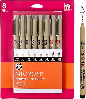 SAKURA Pigma Micron Fineliner Pens - Archival Black Ink Pens - Pens for Writing or Drawing - Holiday Gifts for Artists, Crafters & DIY Gifts Projects - Assorted Point Sizes - 8 Count