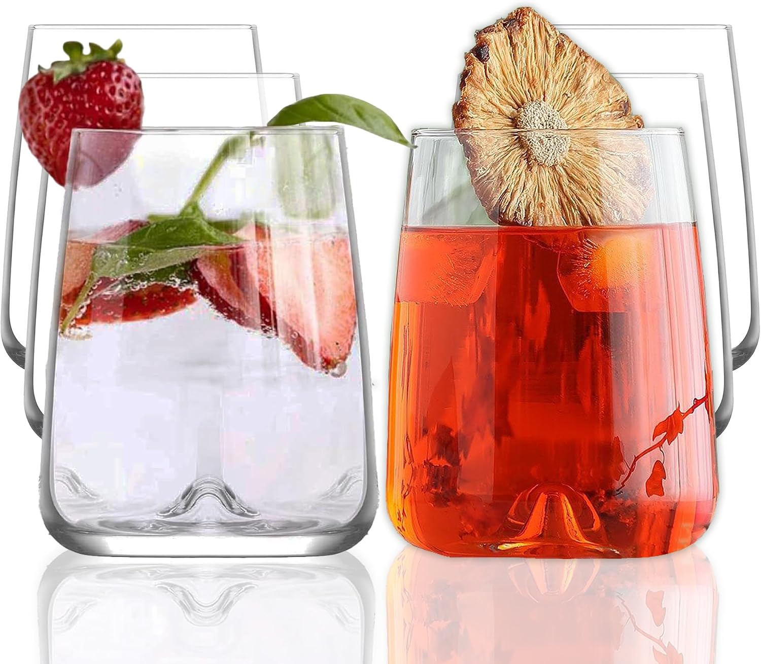 LAV Modern Drinking Glasses Set of 6, 590ml, Water Tumbler Glass Set 100% LEAD FREE Dishwasher Safe Stemless Wine Glasses Pint Glass Tumblers Water Glasses, Cocktail Glasses, Juice Glasses