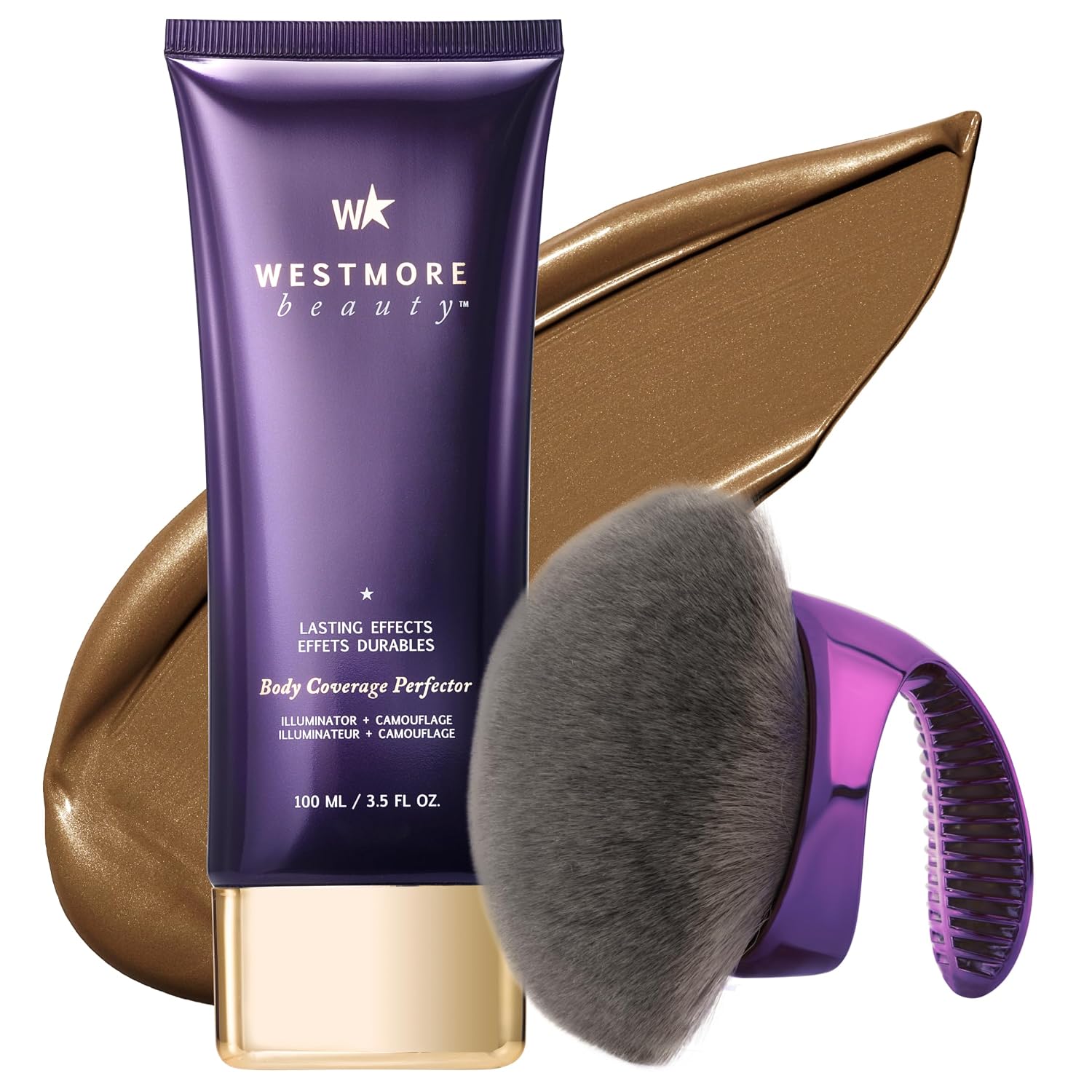 Westmore Beauty Body Coverage Perfector & Brush - Waterproof Leg Makeup- 4C