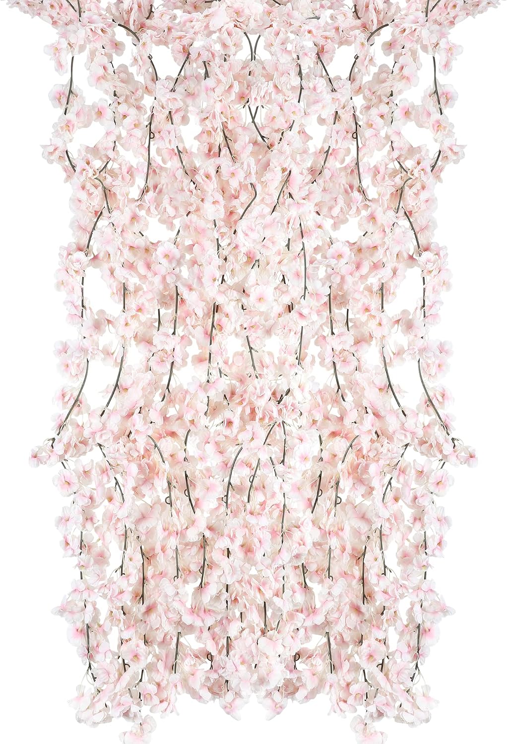 Homcomodar 2 Pack Artificial Silk Cherry Blossom Hanging Vine Garland for Wedding Home Garden Party Decor (Pink)