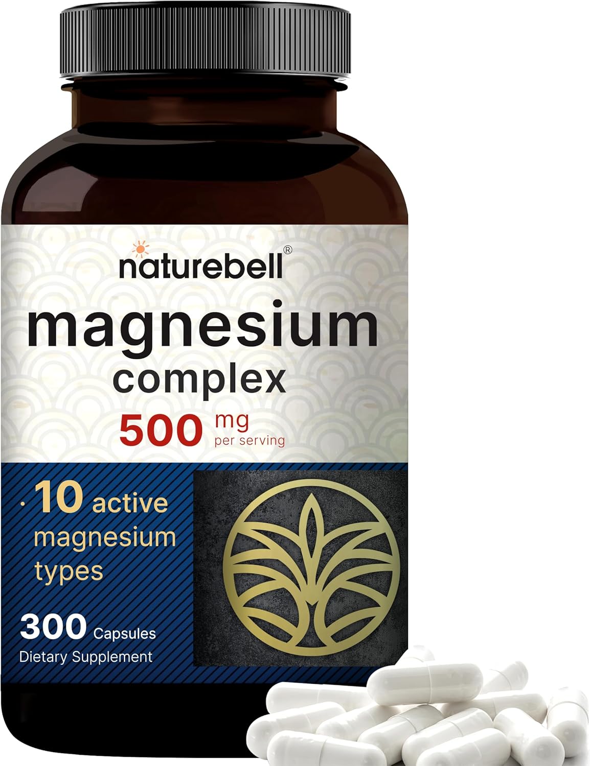 Magnesium Complex 500mg, 300 Capsules | Glycinate, Citrate, Malate & More | Chelated & Purified | Bone, Heart & Muscle Support | Non-GMO