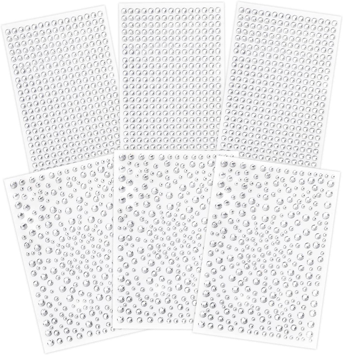Clear Rhinestones Stickers, 2100pcs Self Adhesive Rhinestones for Face, Bling Jewel Stickers, Crystal Gem Stickers for Crafts, Makeup, Face, Hair, Assorted Size…