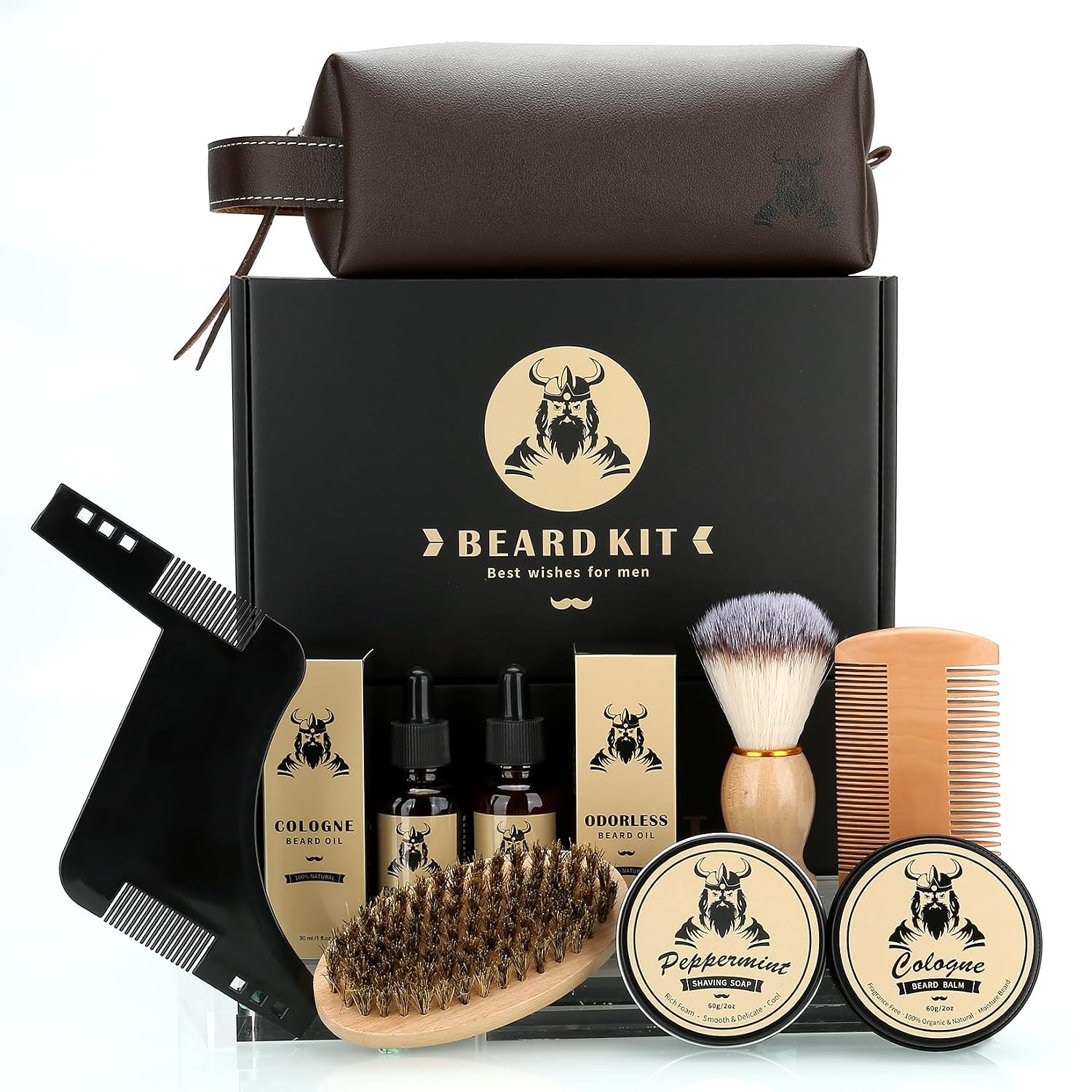 Beard Care Kit Gifts for Men, 9 Pcs Beard Grooming Kit, Beard Club Kit is a Unique Men's Gifts for Men Dad Husband Boyfriend, Father's Day Anniversary Birthday Christmas Gifts Ideas for Dad Him Boss