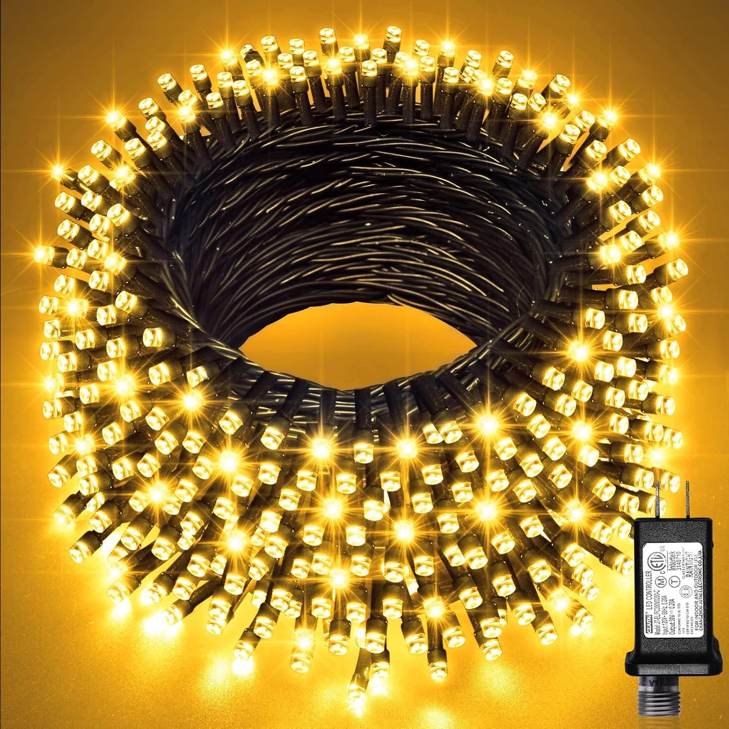 JMEXSUSS 66ft 200 LED Christmas Lights Outdoor, Warm White Christmas Tree Lights Indoor Plug in, 8 Modes Twinkle String Light for Outside Bedroom Wedding Party Classroom Dorm Ceiling Home Decorations