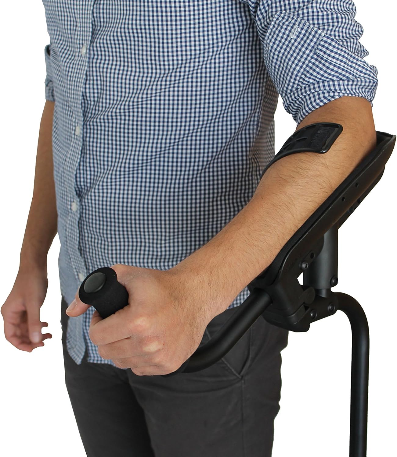 KMINA Elbow Crutches for Adults (x1 Unit, Left), Ergonomic Adjustable Forearm, Comfy Handles, Adults, Patented - Made in Europe - KMINA PRO