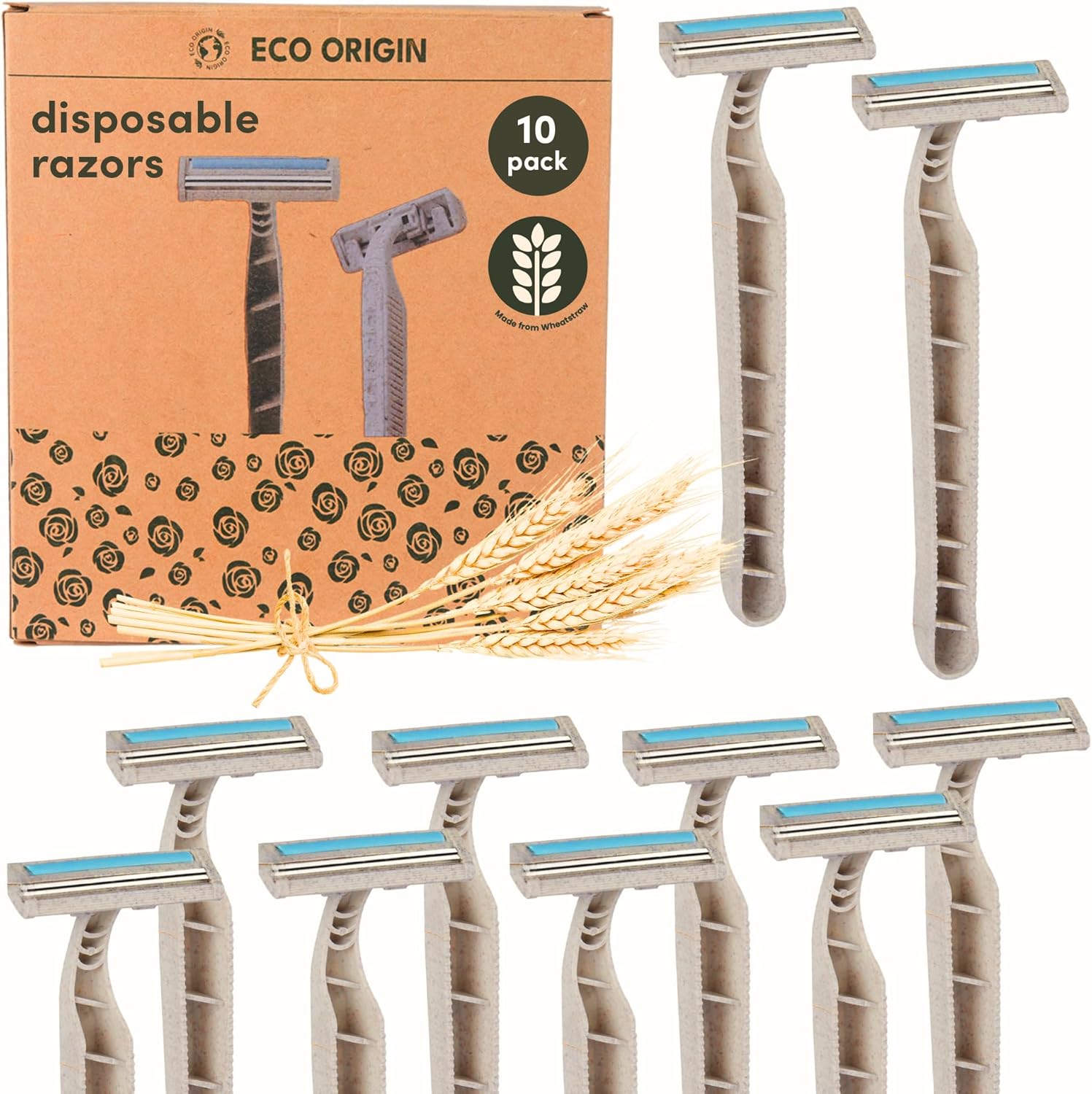 10 Pack Disposable Razors for Men & Women - Twin Blades Razors for Shaving - Eco Razors - Women's Disposable Razors - Eco Friendly & Smooth Shave Razors for Men - Smooth Disposable Shaver for Women