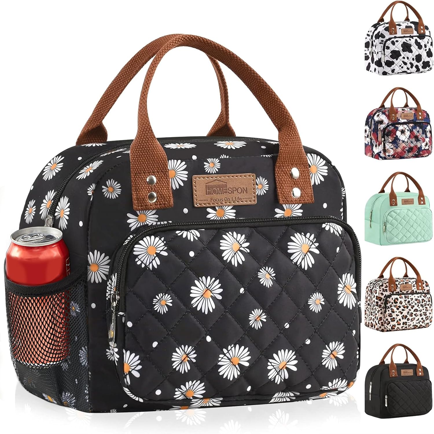 HOMESPON Insulated Lunch Bag for Women Men Ladies Work Adult Cool Tote Box Container with Side Pockets