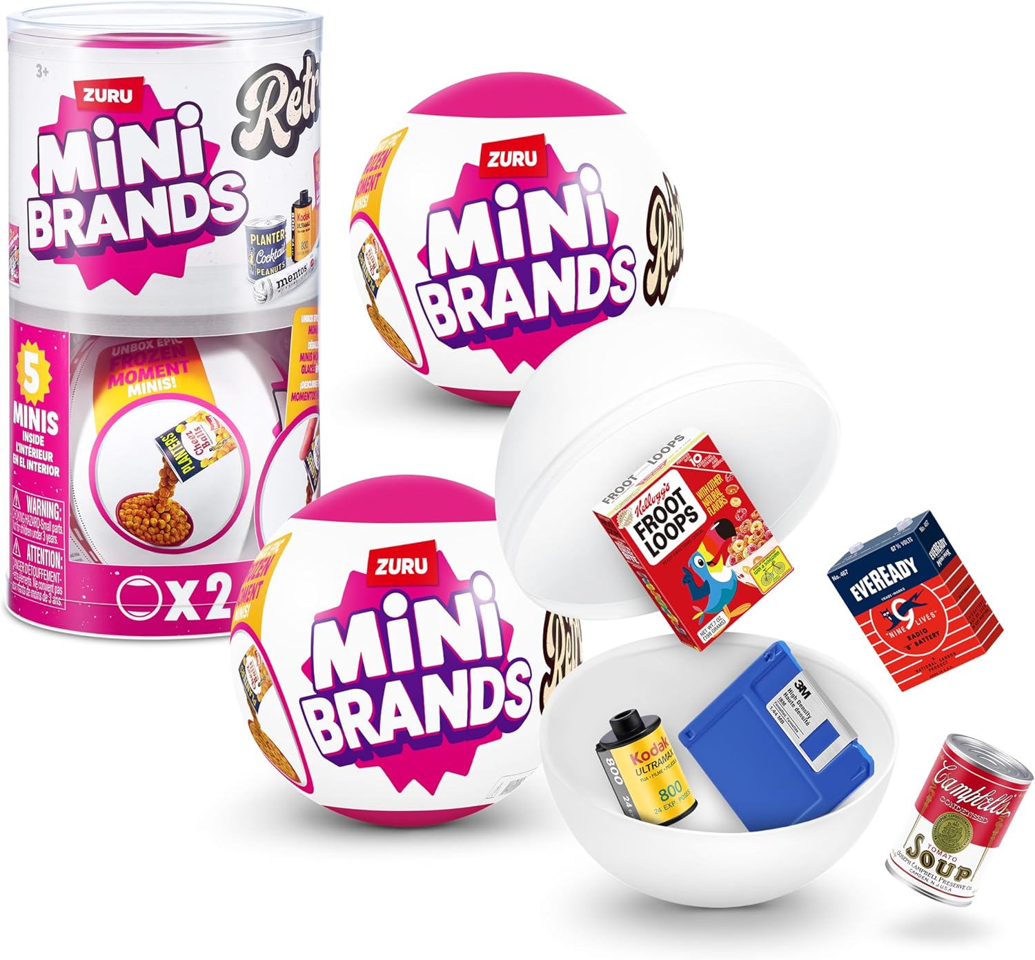 Mini Brands Retro capsule by ZURU, surprise retro collectable minis, blind packaging, retro themed collectables (2 Capsules)