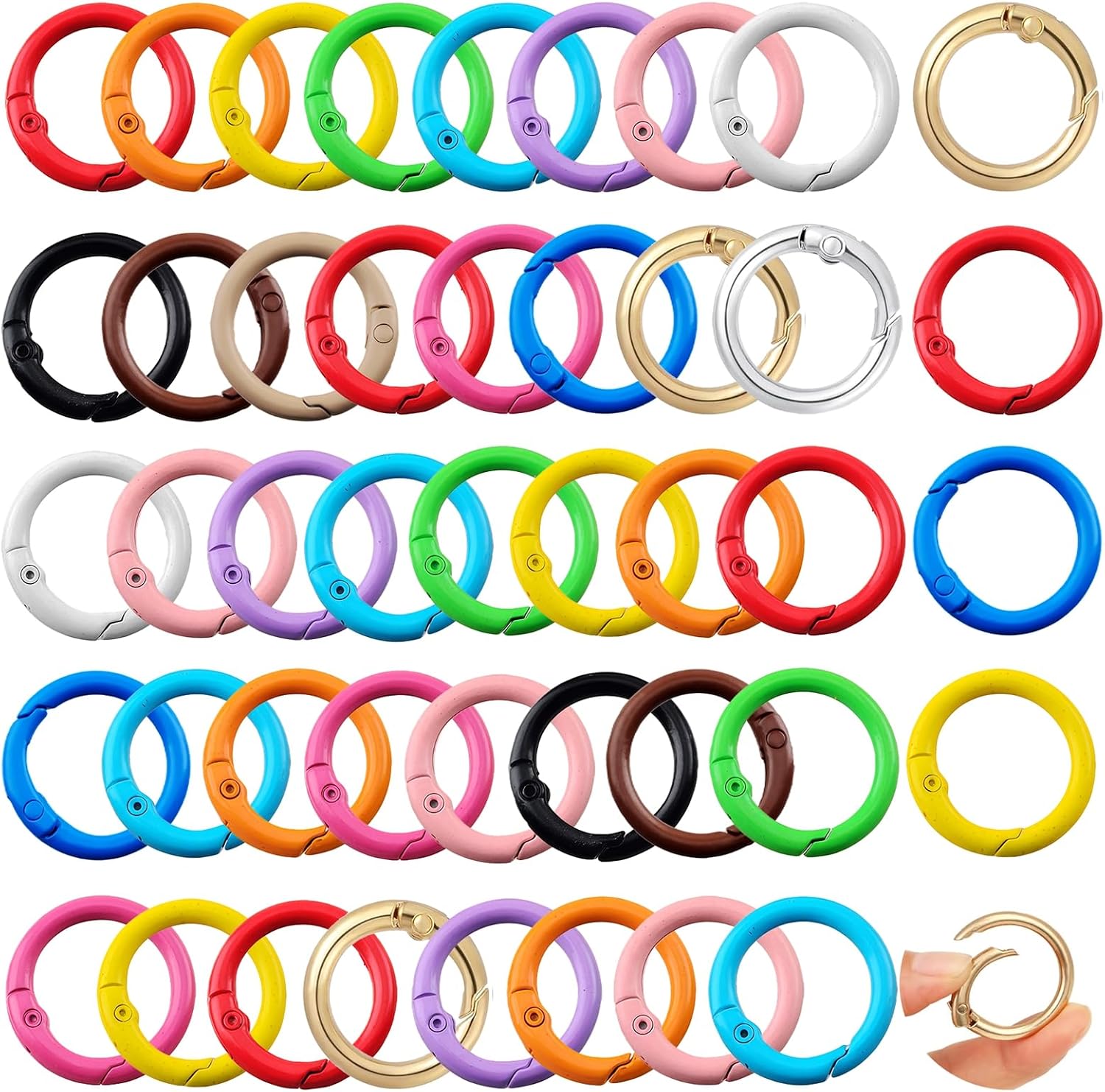 Round Carabiner Clip Bulk 48pcs 1 Inch Colorful Circle Carabiner Key Ring Clips Spring O Rings Clips for Bag Charm Purse Lanyard DIY Keychain Making Supplies (Multicolor, 1 Inch)