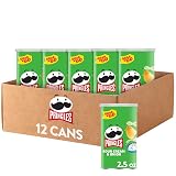 Pringles Potato Crisps Chips, Lunch Snacks, Office and Kids Snacks, Grab N' Go, Sour Cream and Onion (12 Cans)