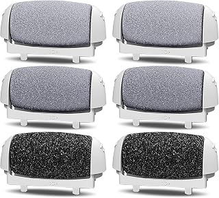 PRITECH Callus Removers 6 Pack Replacement Rollers Heads for Electric Feet File Pedicure Tools, 2 Extra Coarse, 2 Regular Coarse, 2 Fine Coarse Refill Rollers (1138-White/1138-Pink/1138-Black)