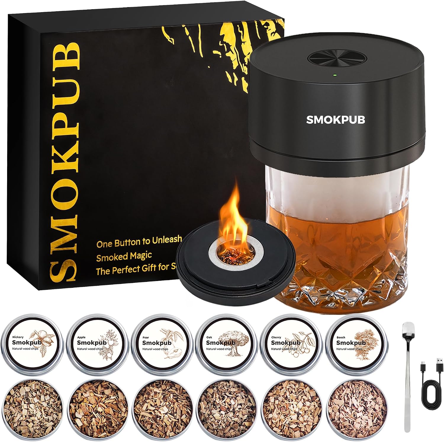 Electric Whiskey Smoker Kit, Cocktail Smoker with Heating System