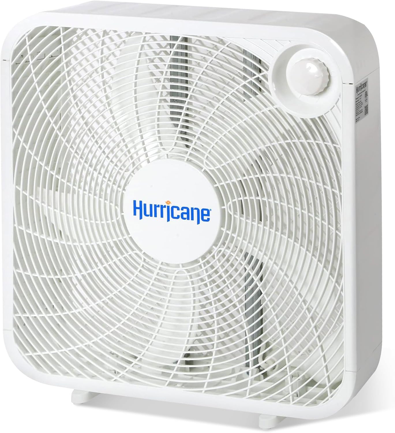 Hurricane Classic Floor Mount Box Fan w/ 3 Quiet Speeds, White, 20" - Corded Portable Electric Air Cooling Unit w/ Powerful 2400 CFM Airflow for Home, Garage, Office, Bedroom & Basement