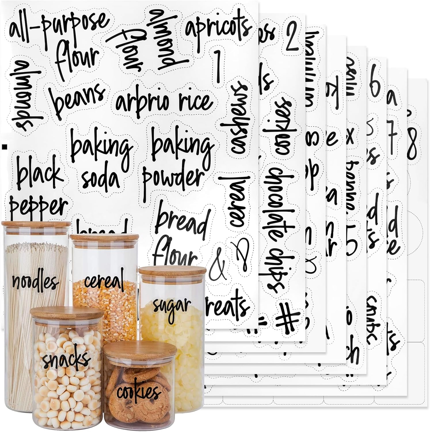 Aixoom Pantry Labels, 170 PCS Kitchen Storage Labels for Containers, Food Storage Jar Spice Bottle, Personalized Touch, Organization and Identification