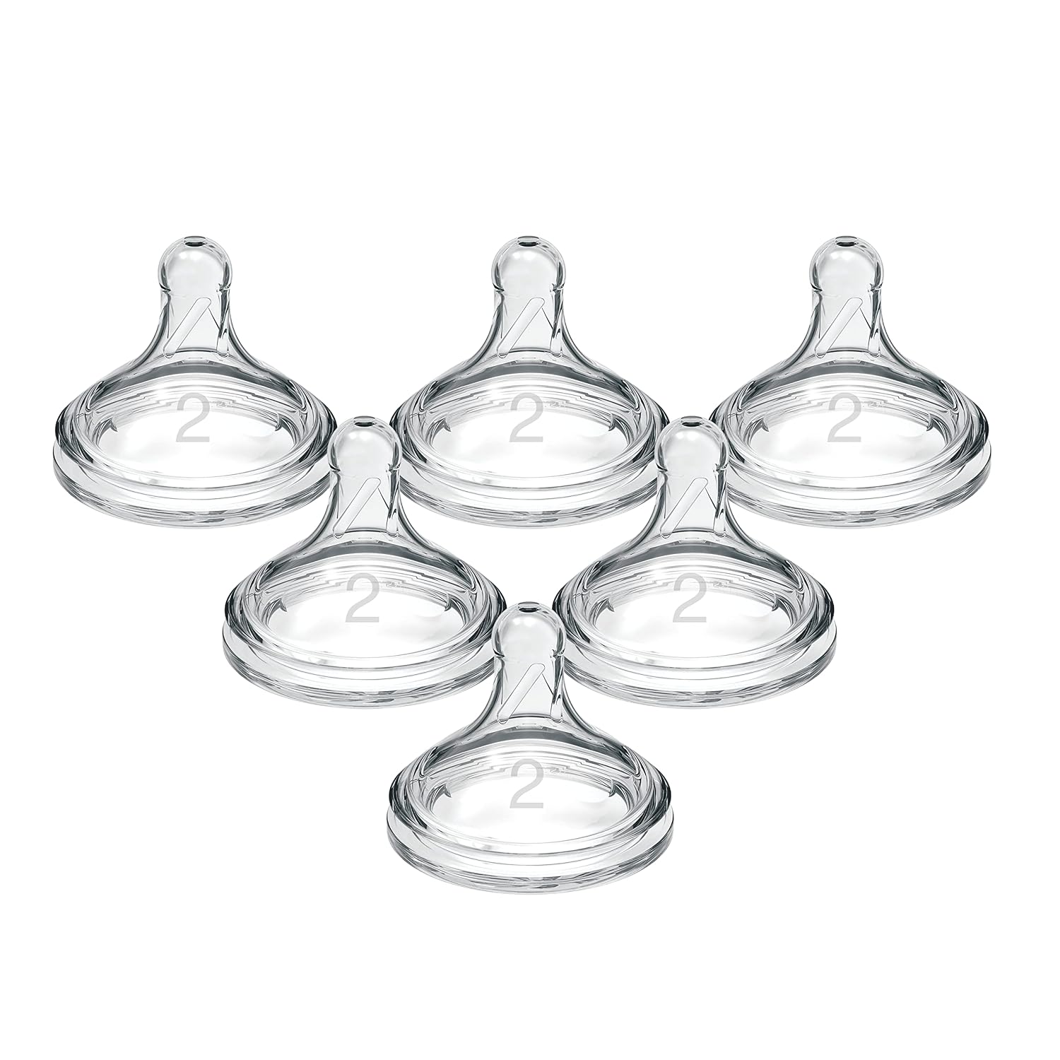 Dr. Brown's Natural Flow Level 2 Wide-Neck Baby Bottle Silicone Nipple, Medium Flow, 3m+, 100% Silicone Bottle Nipple, count 6 (Pack of 1)