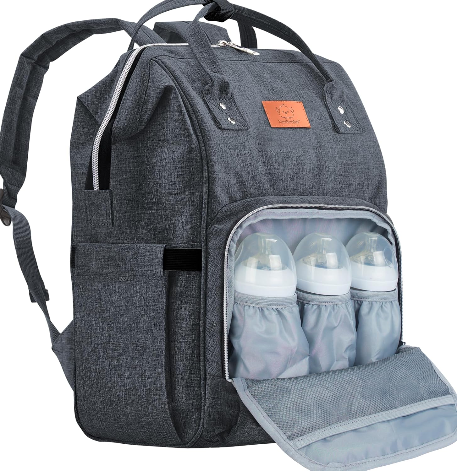 KeaBabies Baby Diaper Bag Backpack - Baby Bag for Boys,Girls, Waterproof Multi Function Baby Backpack, Large Diaper Bags for Baby Girl, Baby Boy, Travel Diaper Bag with Changing Pad (Mystic Gray)