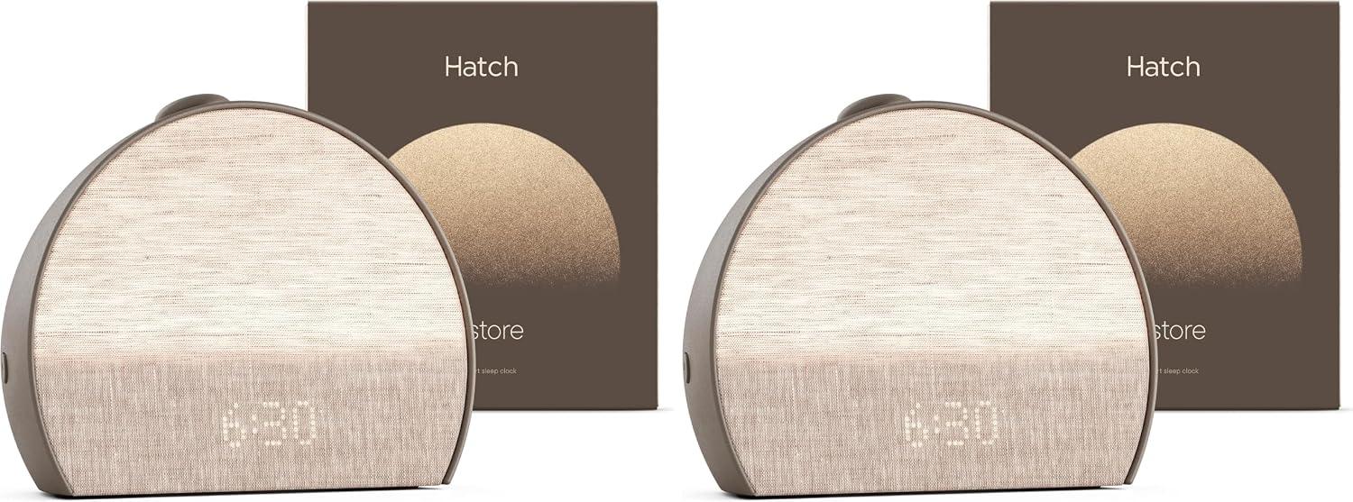Hatch Restore 3 Sunrise Alarm Clock, Sound Machine, Smart Light (Cocoa) - White Noise, Screen-Free Sleep Routine (Pack of 2)