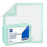 Medline Super Absorbent Underpad, 36" x 36", 50 Count, Extra Large Disposable Incontinence Pads, Protective Bed Pads, Chucks, For Kids, Adults, Elderly, Furniture & Surface Protection Pee Pad