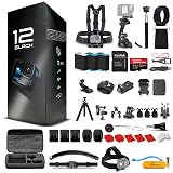 GoPro HERO12 (Hero 12) Black - with 50 Piece Accessory Kit and 2 Extra Batteries + 64GB Card - Waterproof Action Camera - 5.3K HDR, 27MP Photos, 1/1.9" Sensor, Live Streaming, Webcam, Stabilization