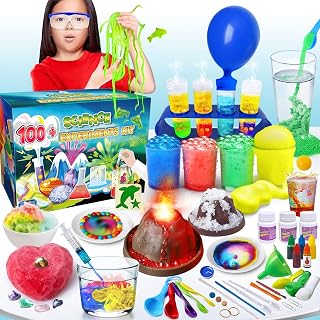UNGLINGA 100+ Science Lab Experiments Kit for Kids, S.T.E.M Project Activities Educational Birthday Toys Gifts for Boys Girls, Chemistry Set, Gems Dig, Volcano, Glowing Worms