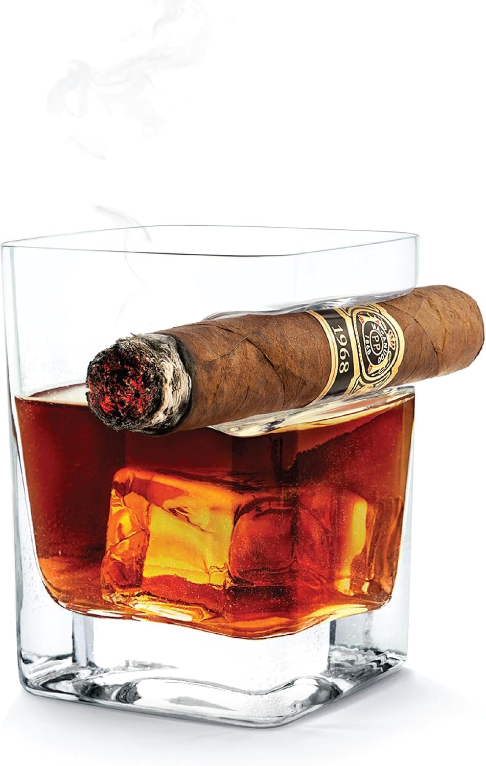 Corkcicle Premium Cigar Glass, 9 oz – Glassware to Hold Your Drink and Cigar in One Hand with the Cigar Holder Glass – Double Old Fashioned Glass with Built-In Cigar Notch for Effortless Enjoyment