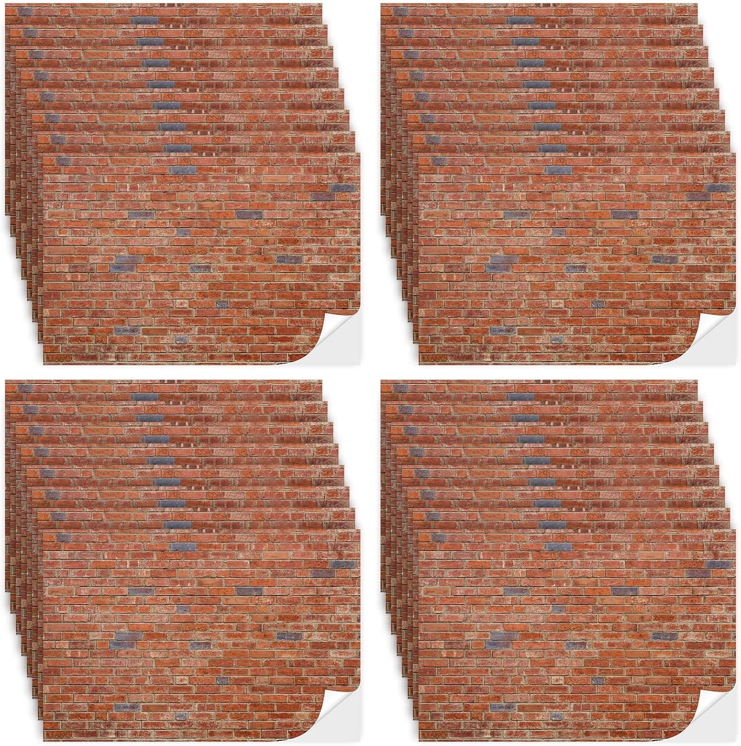 Flutesan 24 Pcs Miniature Dollhouse Wallpaper and Flooring Peel and Stick Mini DIY Self Adhesive Dollhouse Accessories 8.27 x 11.69 Inch (Red Clinker)