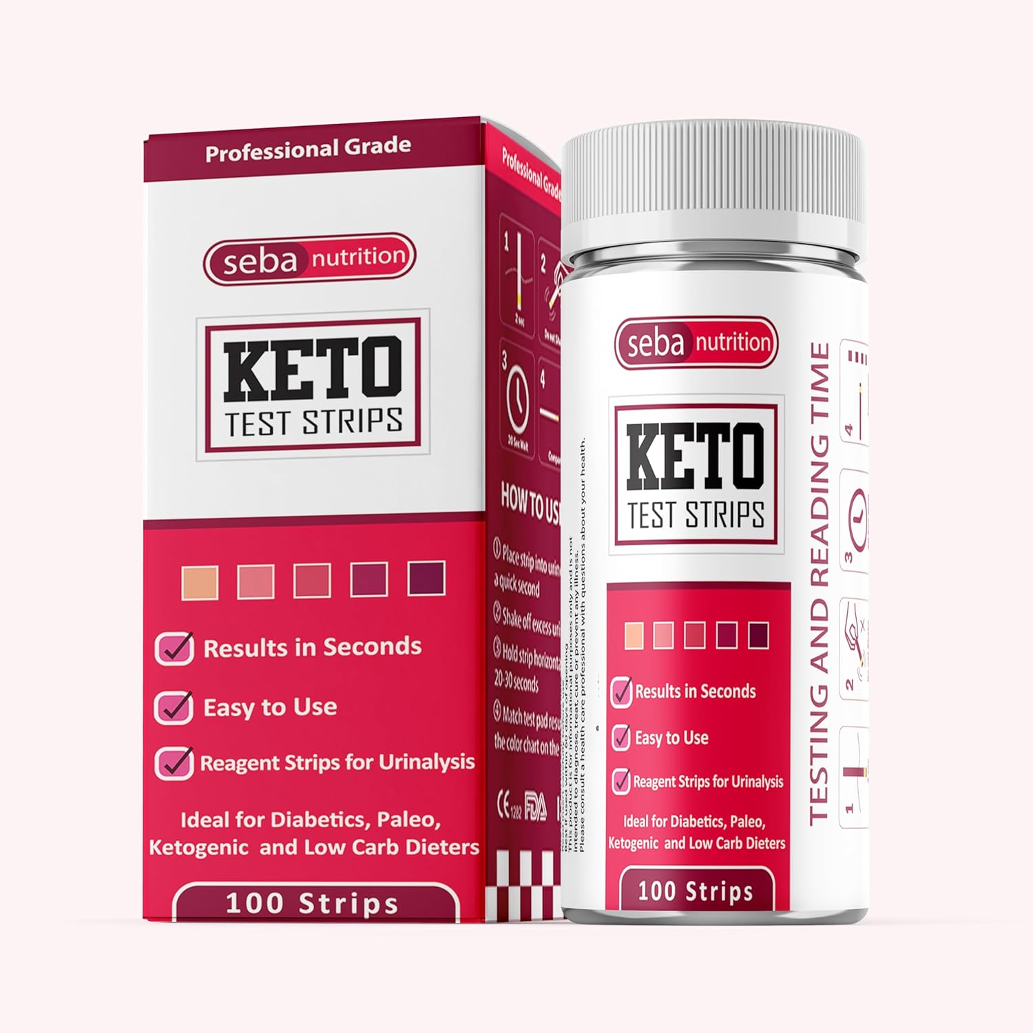 Keto Urine Test Strips - Urinalysis Test Sticks - Design for Ketogenic and Low Carb Diets - Best for Accurate Meter Measurement of Ketones - New Improved Formula (100 Strips)