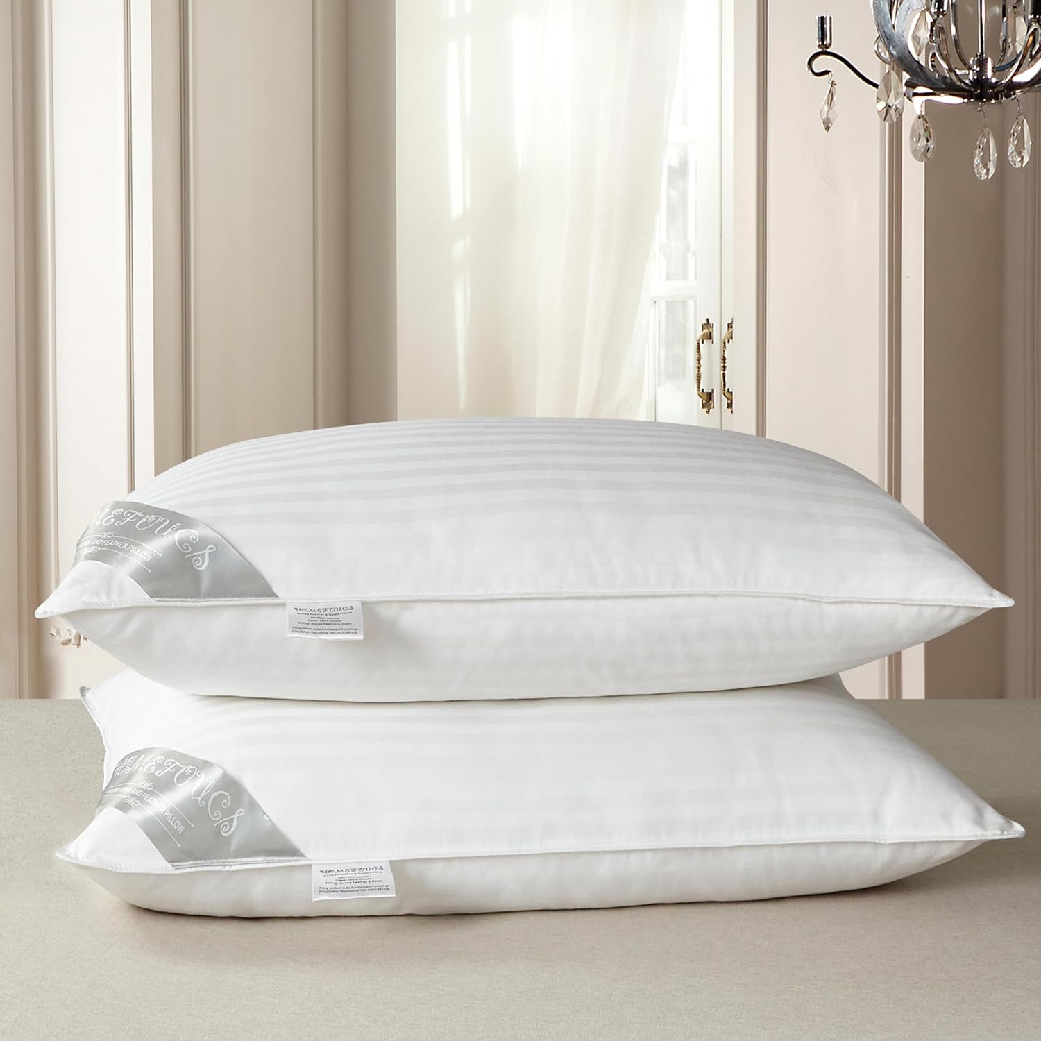 Luxury Feather and Down Pillows, pack of 2 100% Cotton Shell