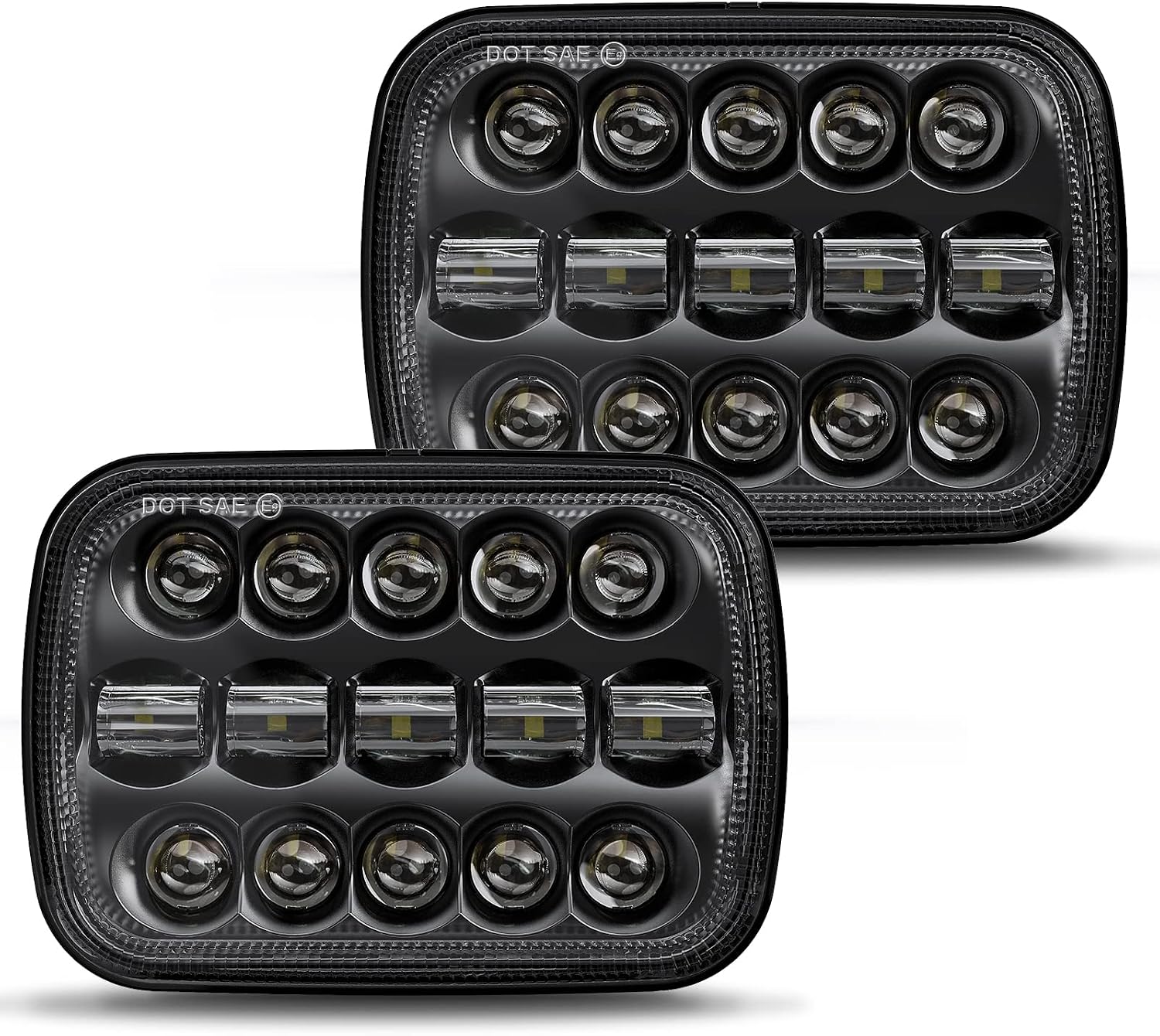 BICYACO DOT 110W 5x7 7x6 Inch Led Headlights Hi/Low Led Sealed Beam Projector Headlamp Compatible with Jeep Wrangler YJ Cherokee XJ Kenworth T300 1997-2010 H4 Plug H6054 H5054 6054 6052 (Black)