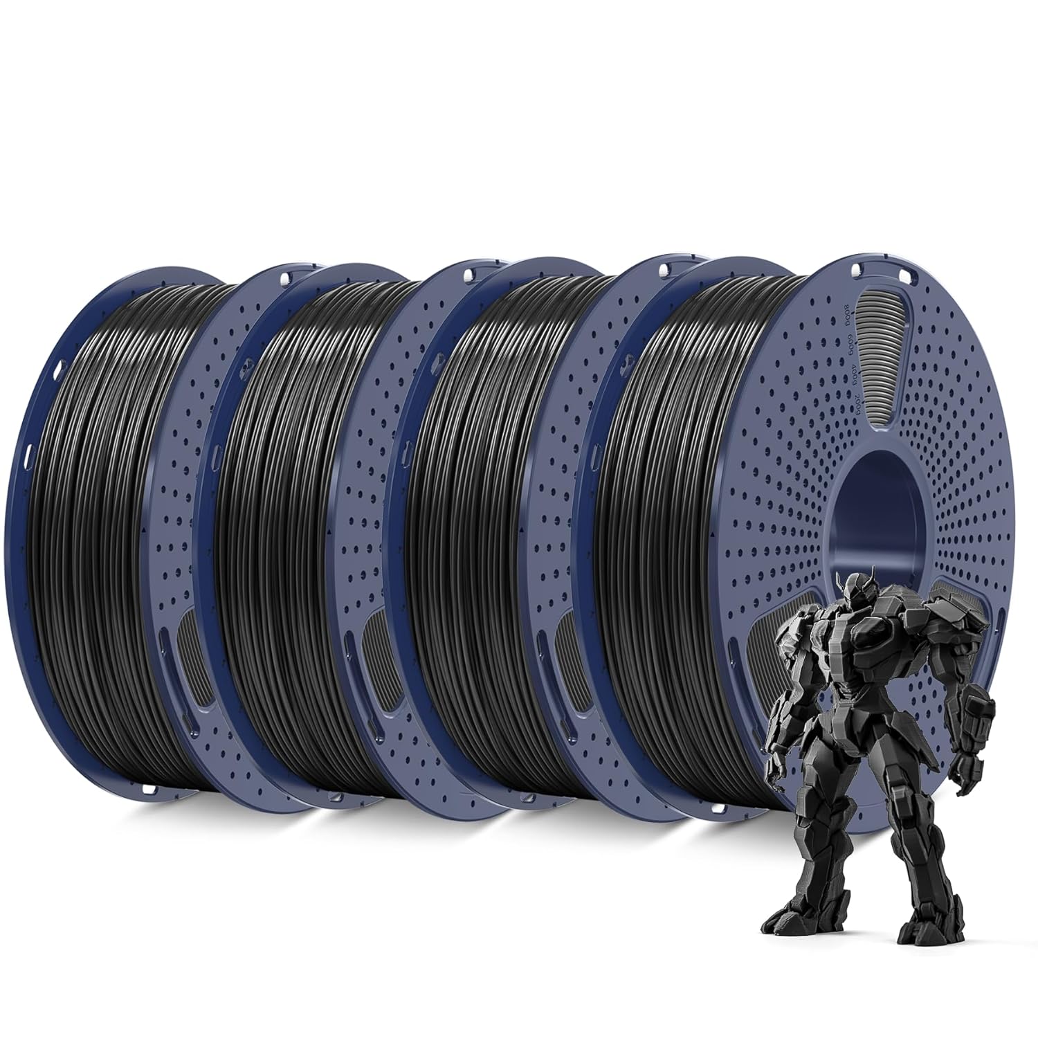 SUNLU 4KG ABS Filament 1.75mm, 3D Printer Filament Bundle, High Heat & Impact Resistant ABS for Functional 3D Printing, 1kg per Spool, 4 Rolls, Black
