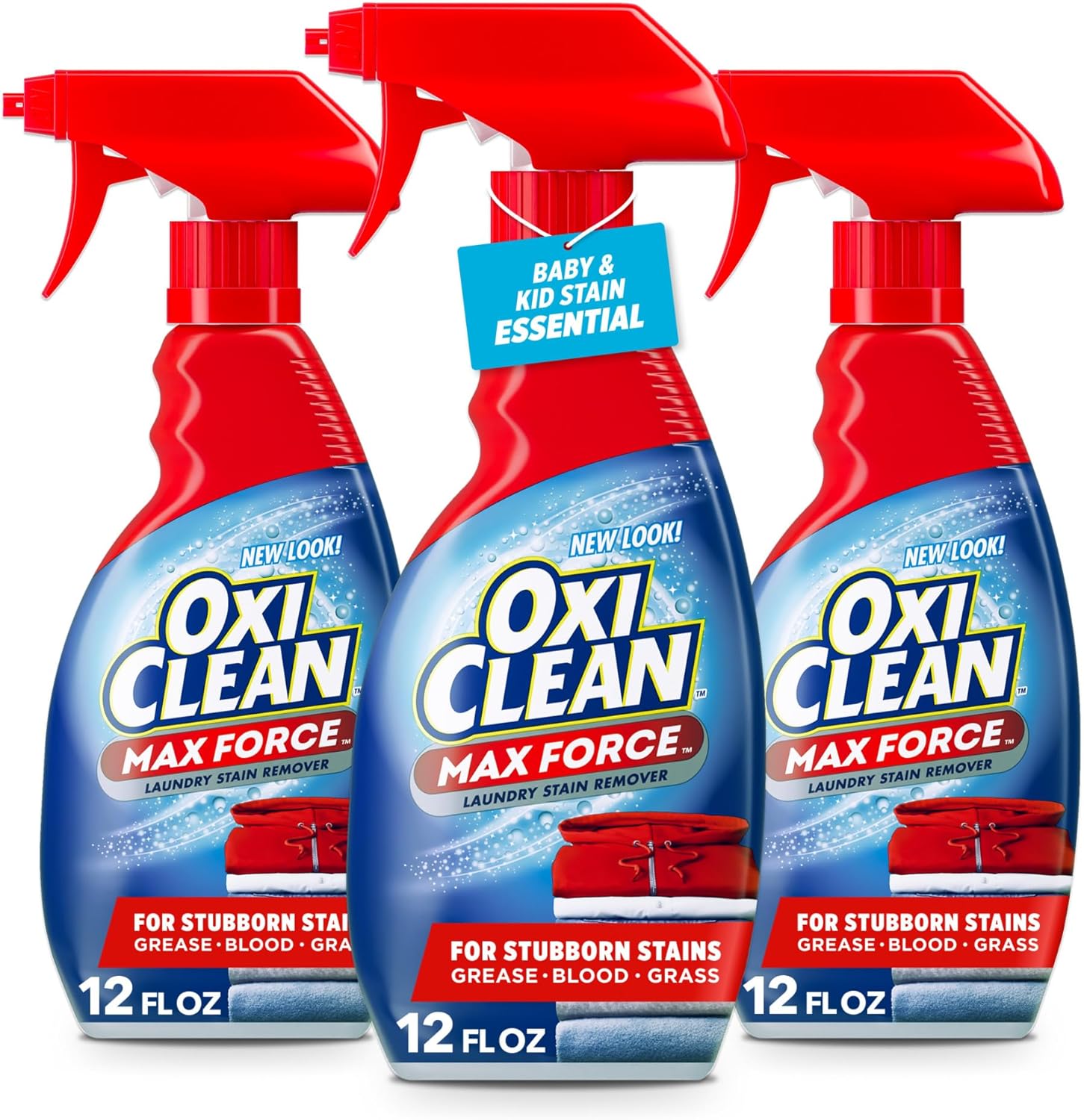 OxiClean Max Force Laundry Stain Treater Spray, 12 fl oz, 3-Pack