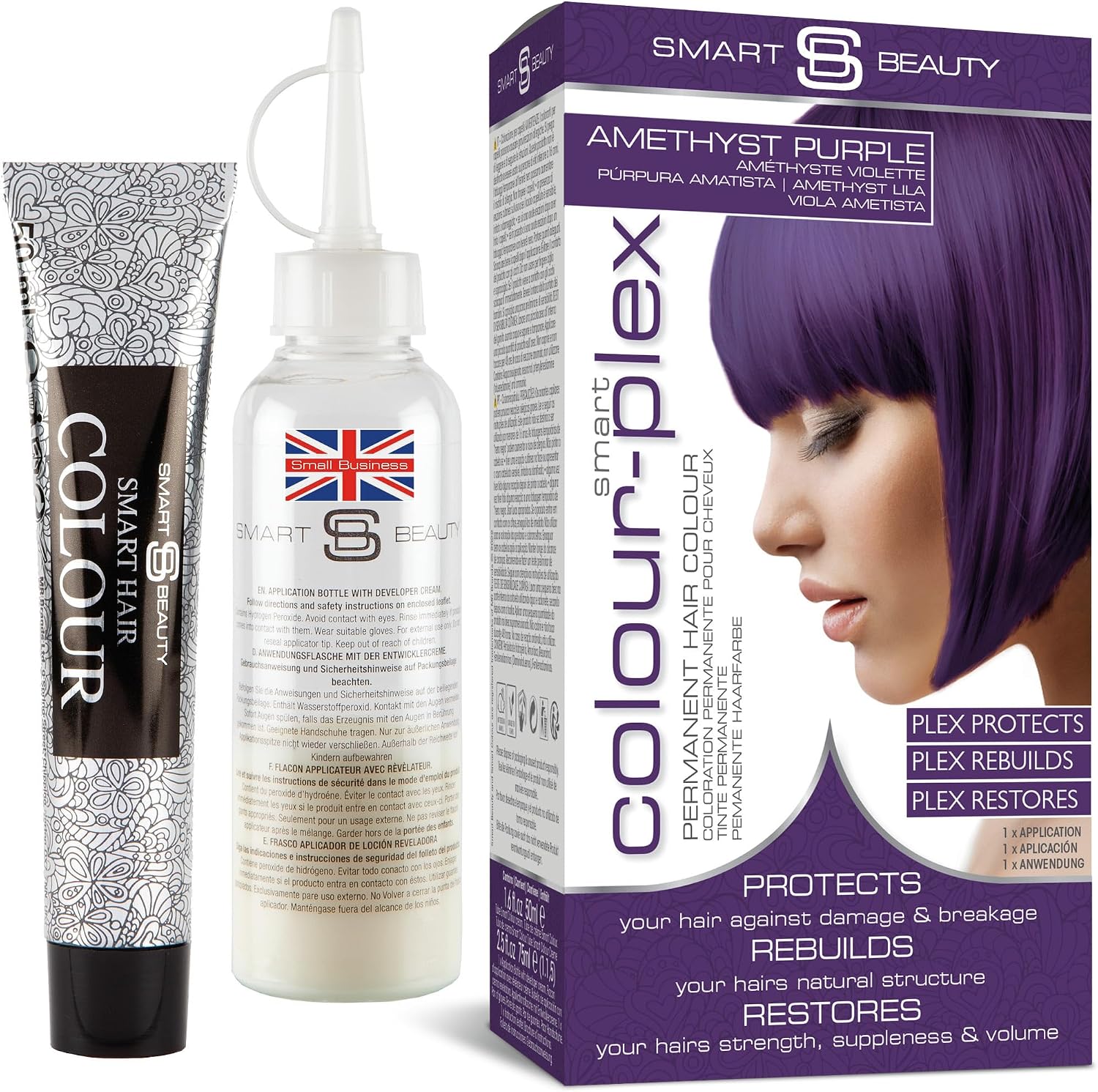 Amethyst Purple Hair Dye Permanent with Anti-Breakage Plex Hair Care, Vegan Hair Dye & Cruelty-Free, 100% Grey Coverage, Purple Hair Colour, For All Hair Types. Smart Beauty