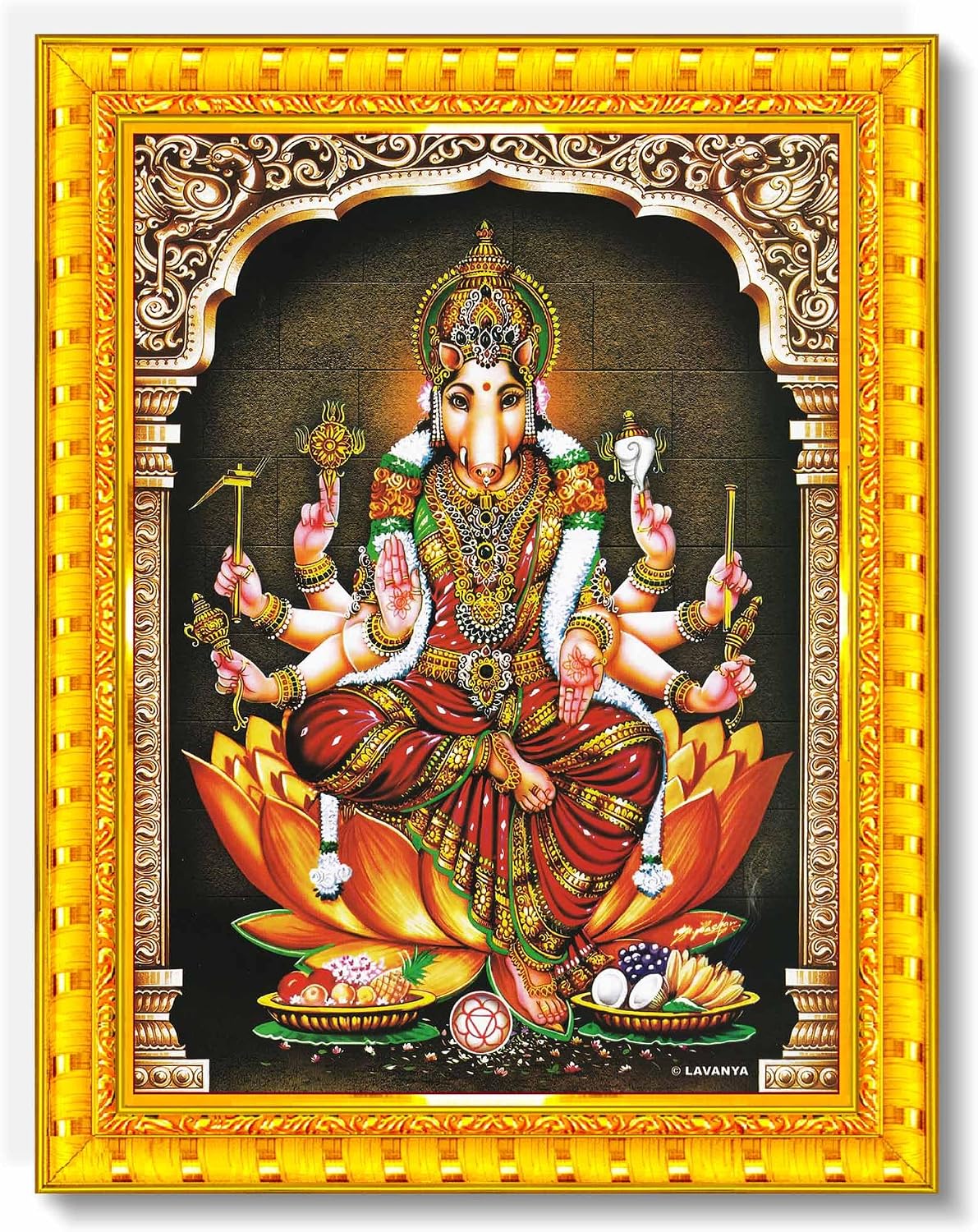 Pavan Photo Laminations Varahi Amman Photo Frame Wall Painting Framed Home Decor (Wood,Matte,Gold,Small Size,6 x 8 Inch) R1608S