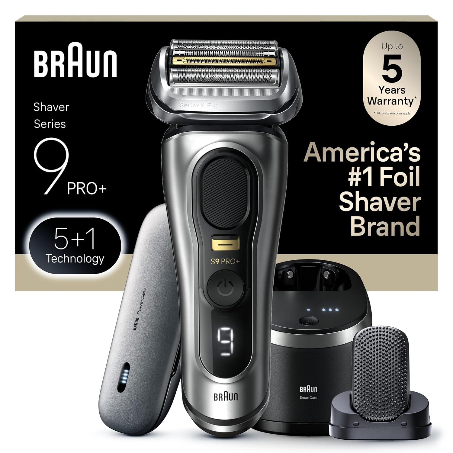 Braun Series 9 PRO+ Electric Shaver, Shaving Kit with 5 Pro Shave Elements and ProComfort Head, SmartCare Center