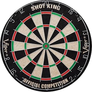 Viper by GLD Products Shot King Regulation Bristle Steel Tip Dartboard Set with Bullseye Metal Radial Spider Wire Compressed Sisal Board with Rotating Number Ring Includes 6 Darts Black