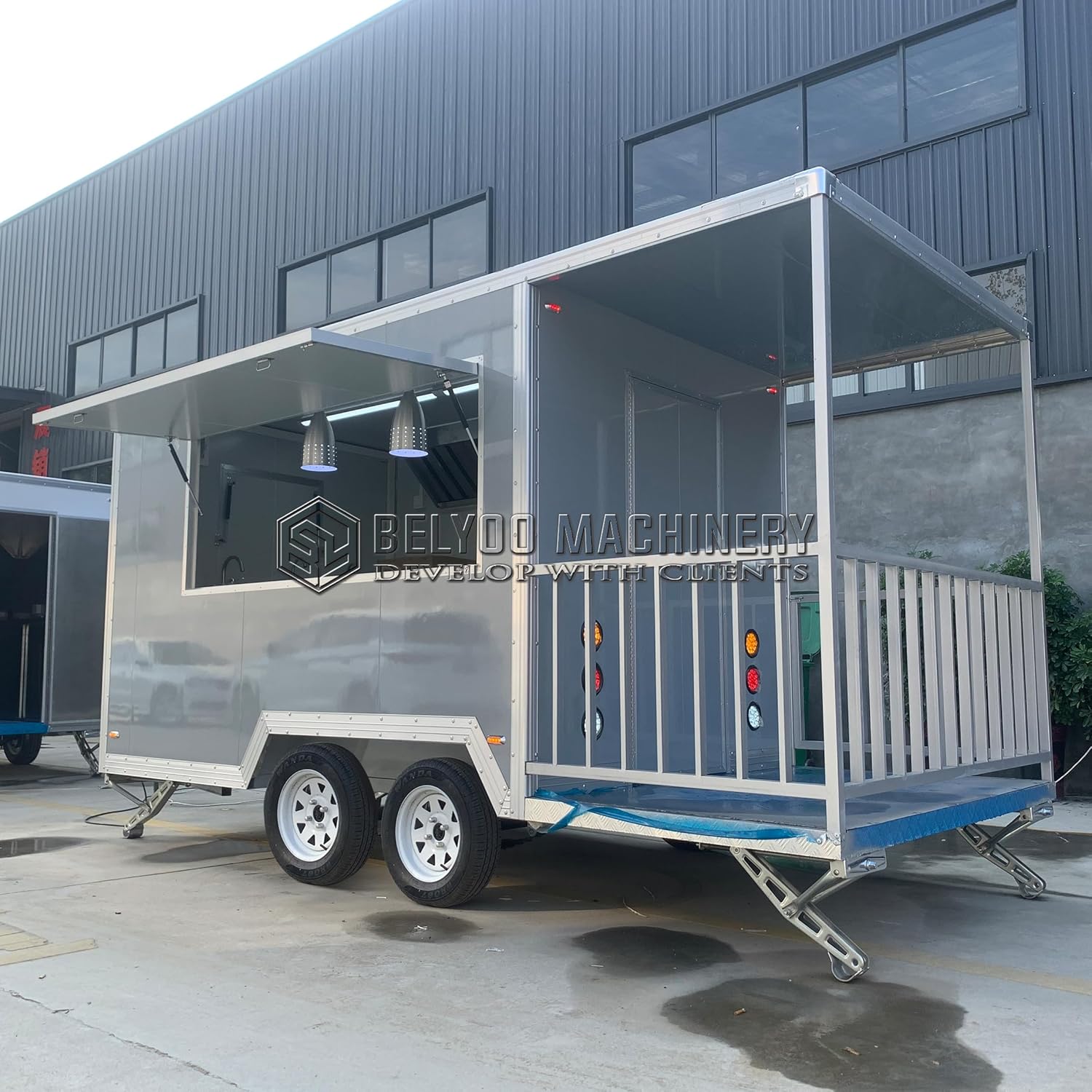 BELYOO Fence Food Truck Trailer, Mobile Street Food Concession Trailer with Fully Equipment, Food Trucks Equipment Food Trailers for Sale Concession Trailer Food Truck for Sale