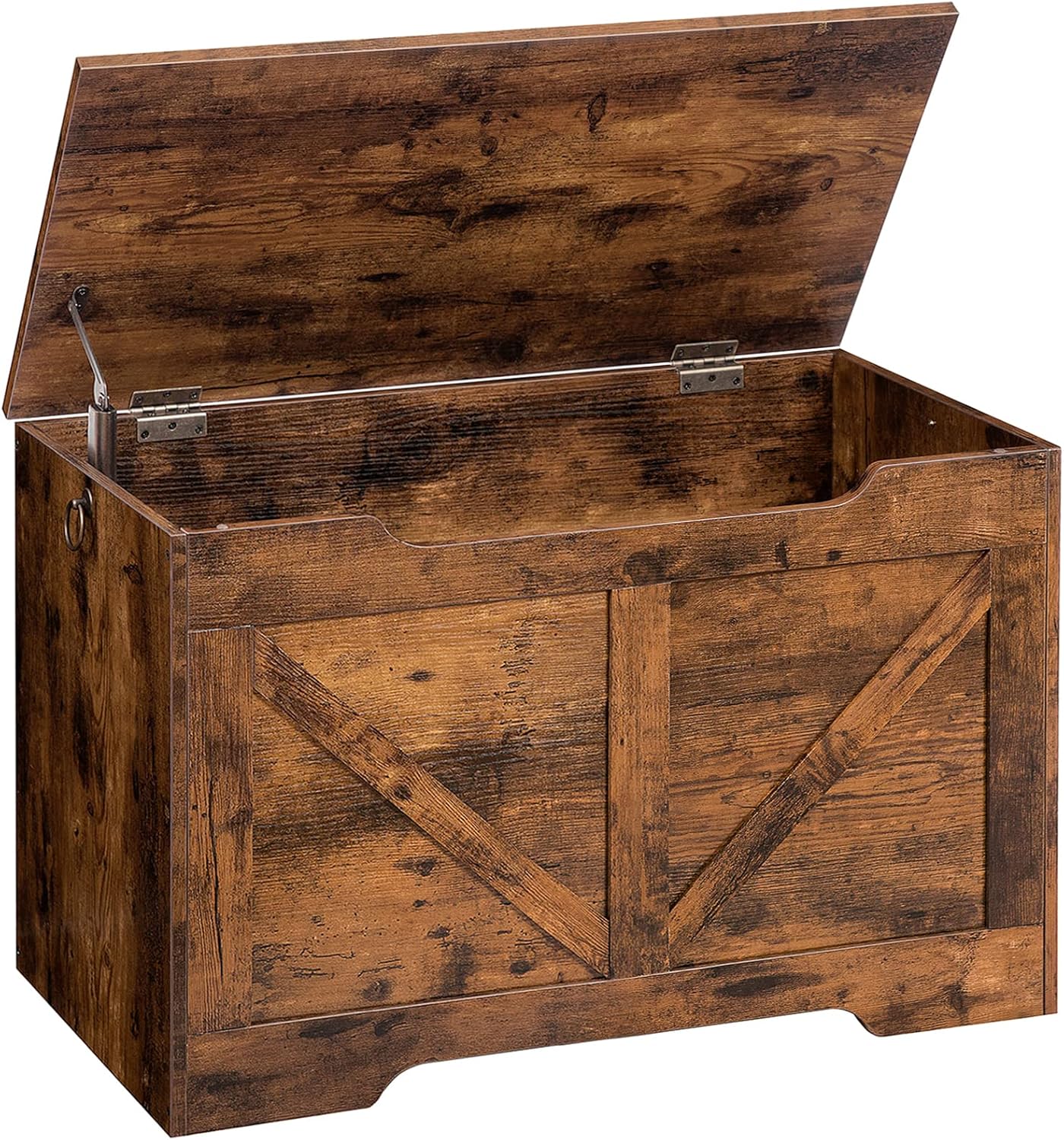 HOOBRO Wooden Storage Chest Trunk, Storage Bench with Lid, Large Toy Box Organizer with Safety Hinge, Sturdy Toy Chest, for Entryway, Hallway, Easy Assembly, Rustic Brown EBF77CW01