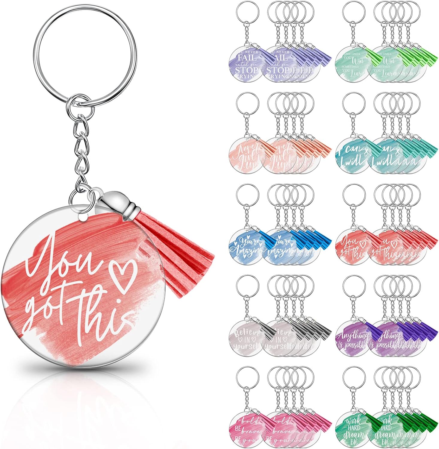 Chunful 30 Pcs Employee Appreciation Gifts Inspirational Acrylic Keychain Thank You Gift for Team Nurse Staff Thanksgiving